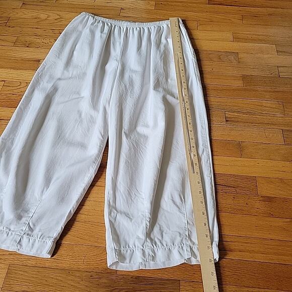 Cut Loose White Tencel Cropped Barrel Pants High Rise Pull On Beach Coastal - Picture 10 of 13